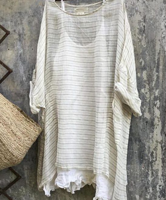 Women's Vintage Striped Linen Shirt