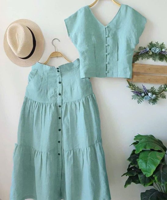 Women's Simple Solid Color Linen Set