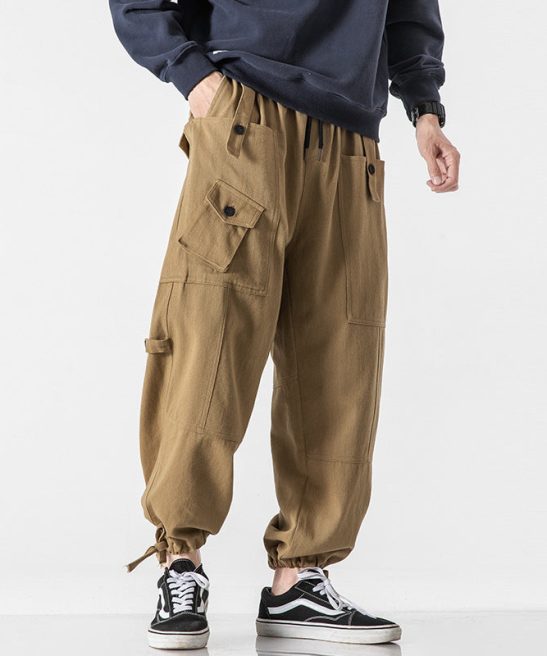 Spring and autumn American multi-pocket overalls