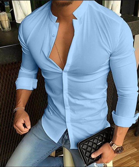 Men's Casual Fashion Stand Collar Shirt