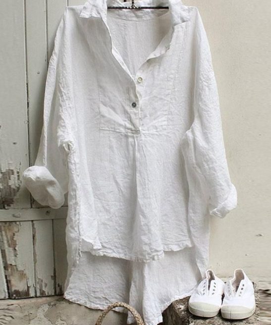Women's Vintage Simple Linen Shirt
