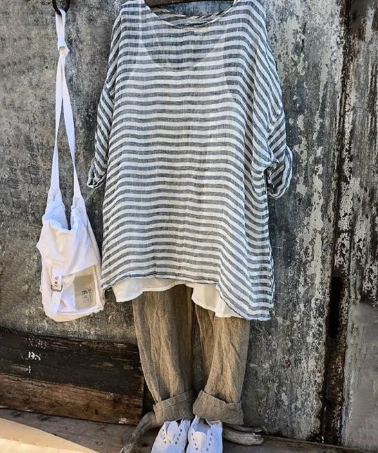 Women's Vintage Striped Linen Shirt