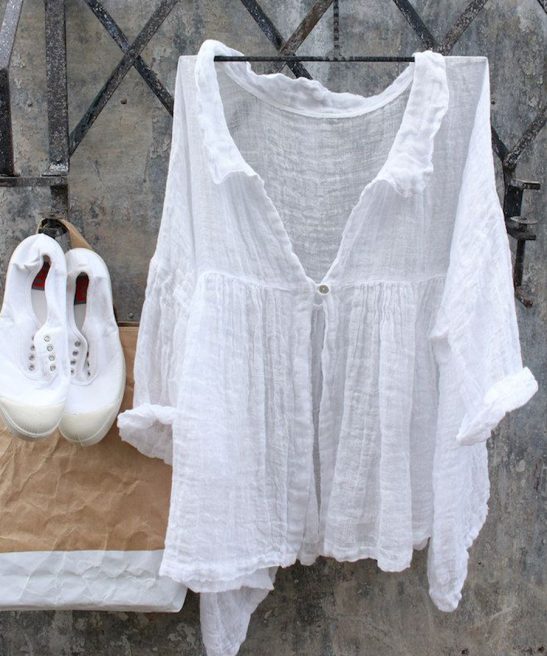 Women's Simple Solid Color Irregular Hem Linen Shirt