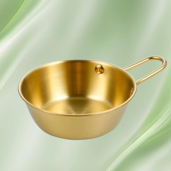 304 stainless steel rice wine bowl dipping bowl Korean seasoning bowl gold cutlery with handle