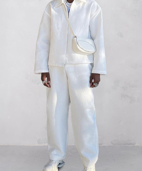 Casual Waffle 2-Piece Jacket Set