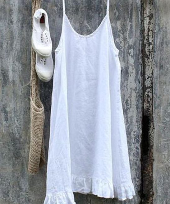 Women's Simple Solid Linen Slip Dress