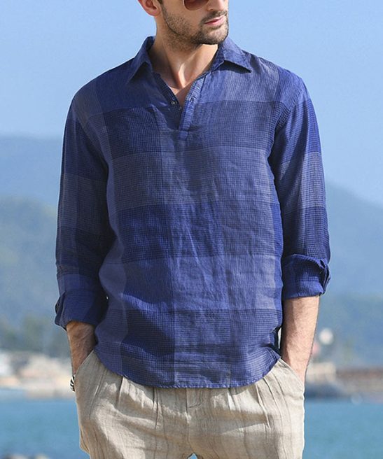 Casual Men's Plaid Long-Sleeved Shirt